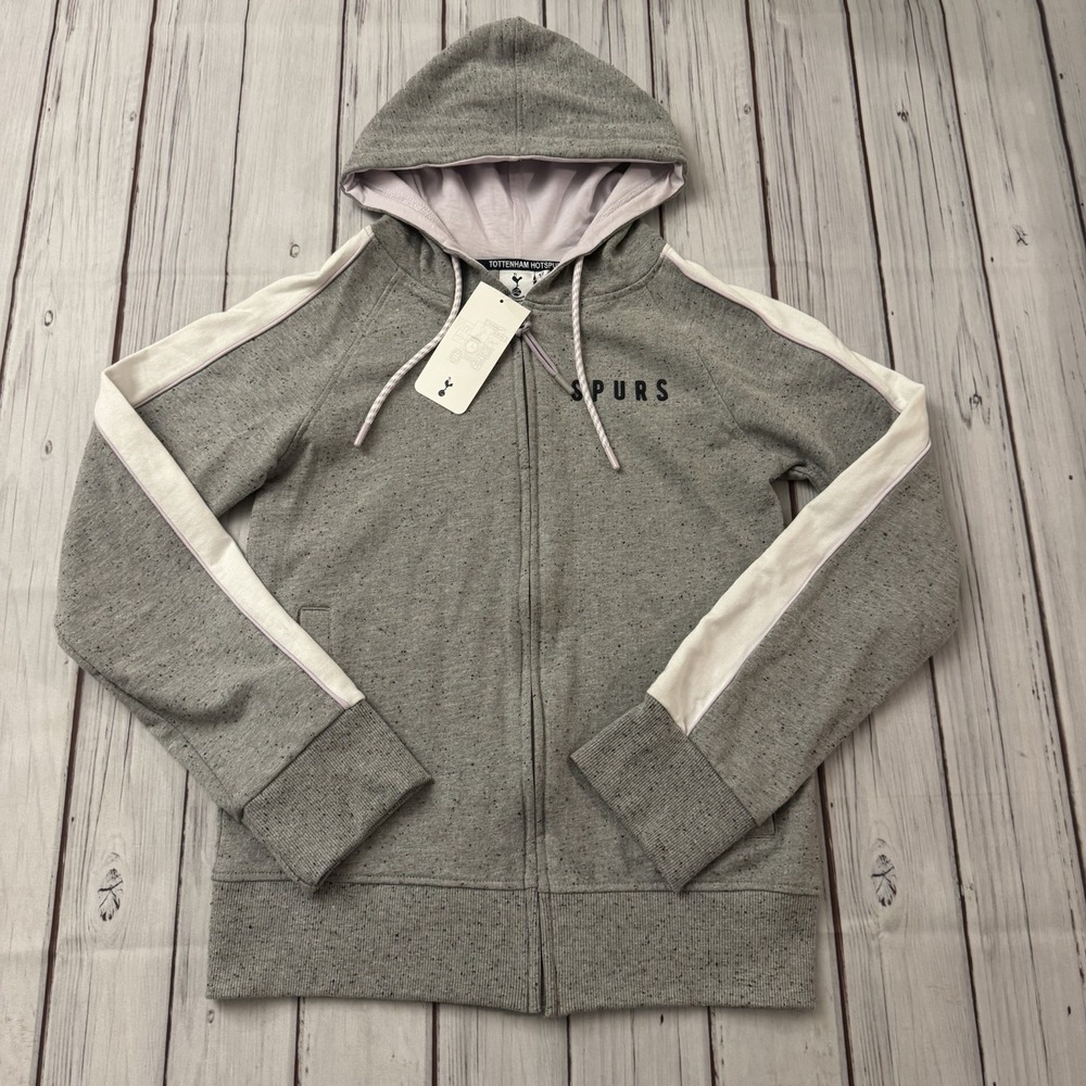 Tottenham Hotspur Hoodie Womens Size US 8 Grey Pink Full Zip NWT Spurs